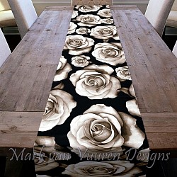 Monochrome roses table runner
