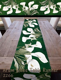 Arum Lilies on green Table runner