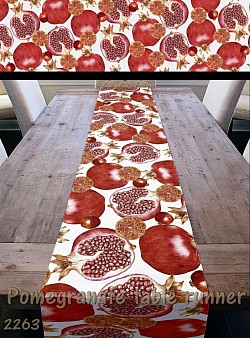 Pomegranates on white Table runner