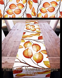Autumn leaves on white Table runner