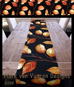 Autumn leaves on black Table runner