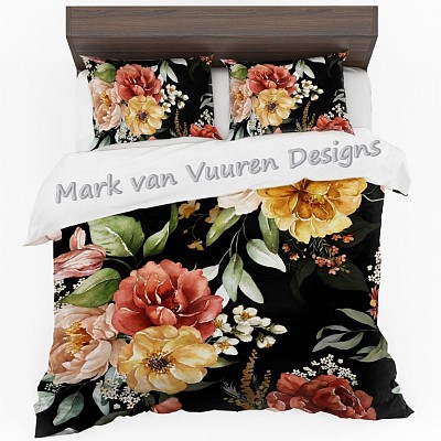 Large flowers duvet cover set